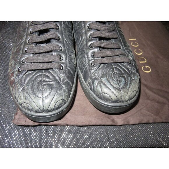 Gucci Ace Quilted G Rhombus Black Matelassé Leather Sneakers Shoes 7.5 men 9.5 - Picture 2 of 14